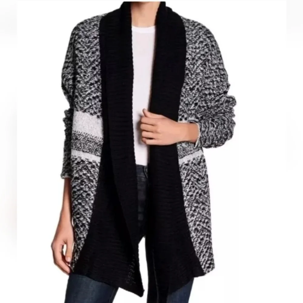NWT John + Jenn Cardigan Open Knit Sweater Coat Shawl Collar Fits Like XL/1X